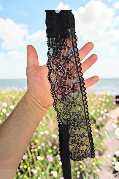 DUAYEN Likralı Esneyen Dantel güzellik kenar Desen 1 Metre siyah