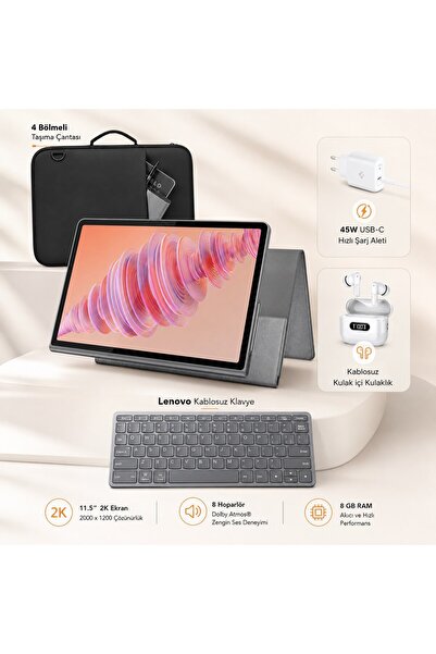LENOVO 11,5 İnç 2K 90 Hz Ekranlı 8 GB RAM 256 GB Hafızalı Tablet, 8 Hoparlörl...