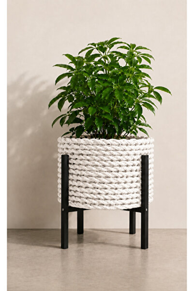 Bohem studio 30 cm Mt Standlı Örgü Saksı – Beyaz