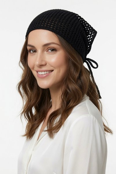 Mollycrush Women's Black Knitted Bandana |   Summer Mesh Hair Band