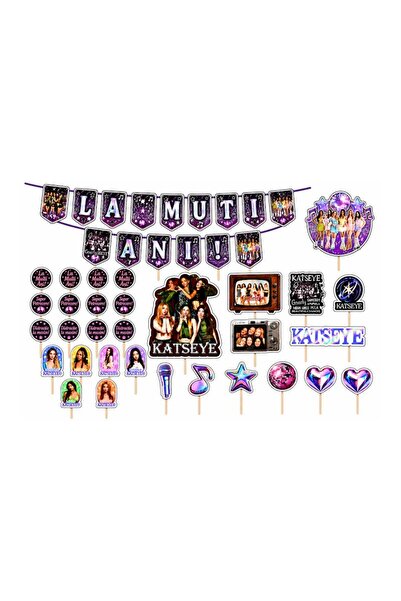 DecoParty Set de petrecere personalizat KATSEYE, 29 de piese – Banner La Mulț...
