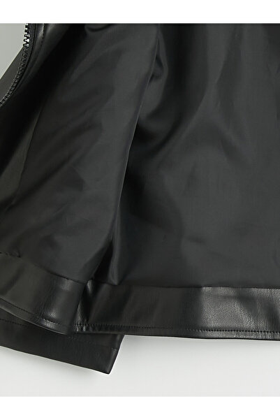 LC Waikiki Biker Collar Girls' Leather Look Jacket