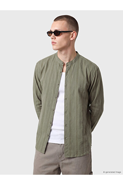 LC Waikiki Özmarka New Season Khaki Loose Fit Gabardine Men's Shirt