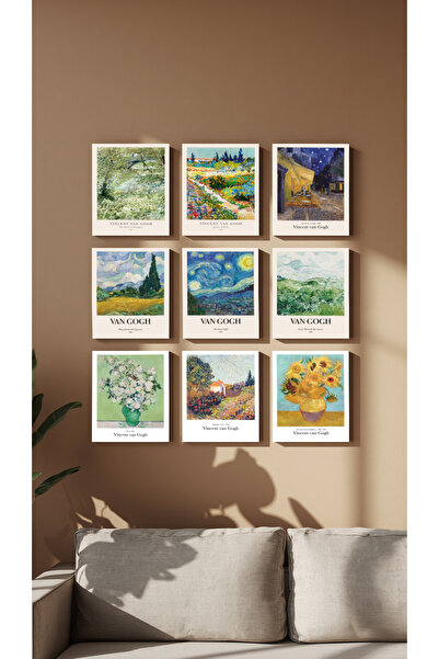ONYXLAB VAN GOGH ÜNLÜ ESERLERİ,KOLAJ TASARIM,MDF TABLOLAR,9LU