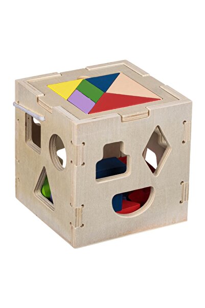 OEM Sortator de forme din lemn de 14x14cm pentru bebeluși, cu 6 forme superio...