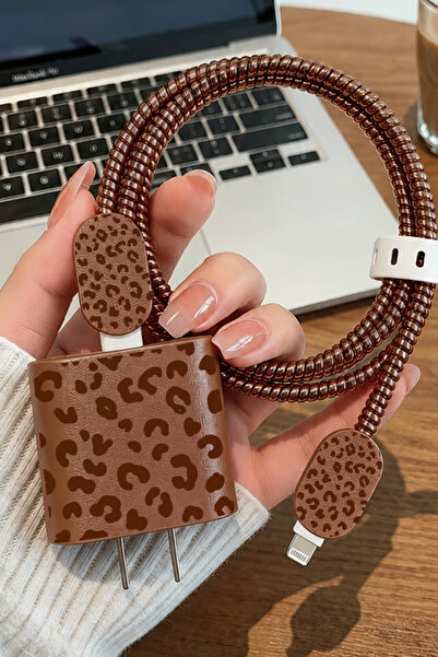 WANNA PROTECT iPhone 18W/20W/25W Deri Görünümlü Şarj Aleti Koruyucu Şarj Kabl...