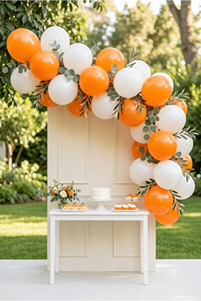 FESTİVALOON 20’li Turuncu Beyaz Balon Seti 11 İnç Doğum Günü Baby Shower Part...