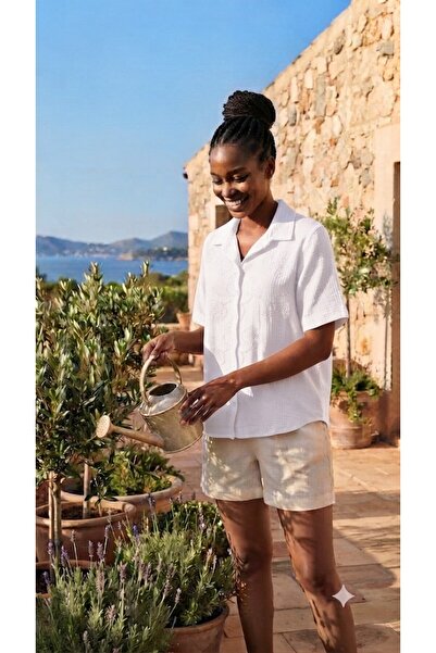 MELTEM COLLECTION Short Sleeve Muslin Shirt