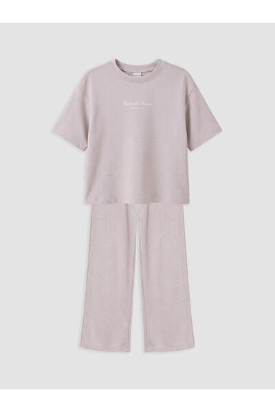 LC Waikiki Lcw Kids Gray Printed Girls' Soft Touch Set