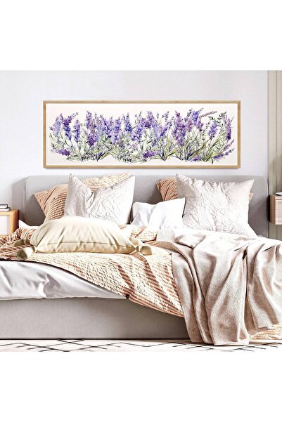 woodhomeworks Tek Parça Gerçek Ahşap yatay lavanta Panorama Çerçeveli Tablo