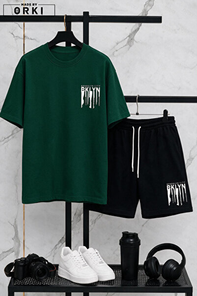 EFFRENATU Bklyn Printed Oversized Unisex T-Shirt & Black Shorts Set
