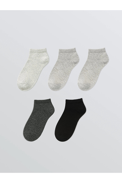 LC Waikiki Lcw Dream Gray Women's Plain Booties Socks 5 Pack