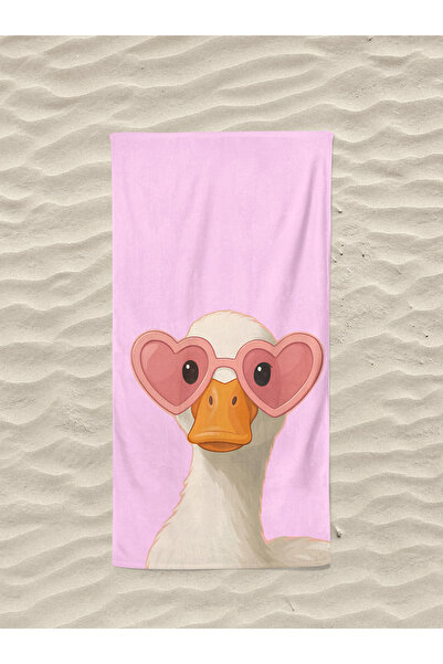 Erays Home Swan Patterned Digital Printed Adult Women's Beach Towel Cotton Be...