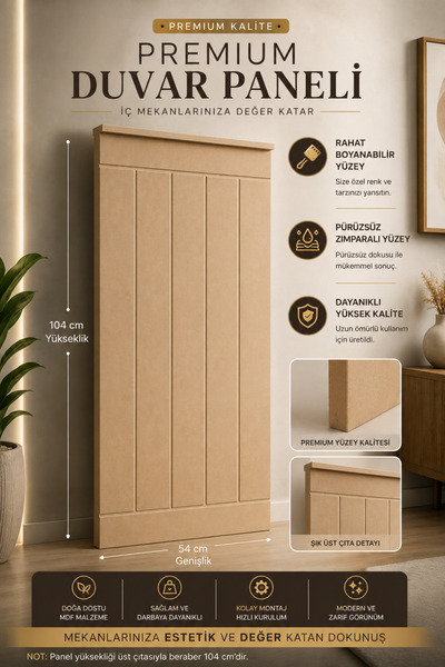 wood life Dekoratif Duvar Paneli ( 54*105 ) Boyanabilir Ahşap Ham Mdf Duvar P...