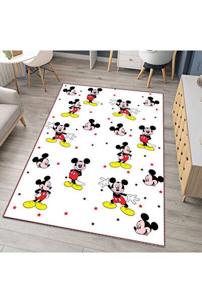 Artisan Home Store Mickey Mouse Desenli Çocuk Odası Halısı | Beyaz Zemin Oyun...