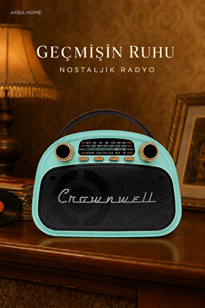 crownwell Nostaljik Retro Radyo Bluetooth FM AM SW USB AUX Şarjlı Taşınabilir...
