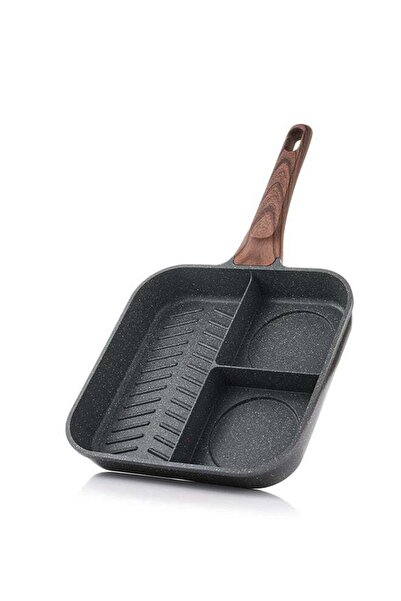 Sensarte Non-Stick 24 CM Divided Grill Pan for Stove Tops, 3 Section Versatil...
