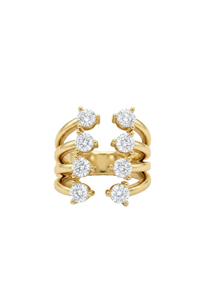 Charmist Steel Adjustable Drop Stone Ring Gold