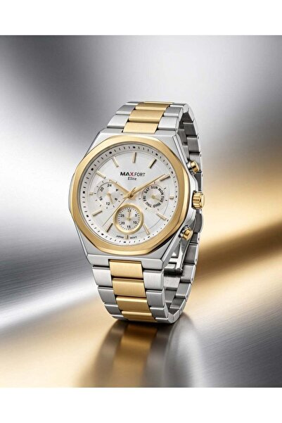 Maxfort Elite for Women Analog Quartz Watch, Two-Tone Gold & Silver Stainless Steel, White Dial, Multifunction Display, Luxury Business Watch, 3ATM Water Resistant, Japan VX Movement