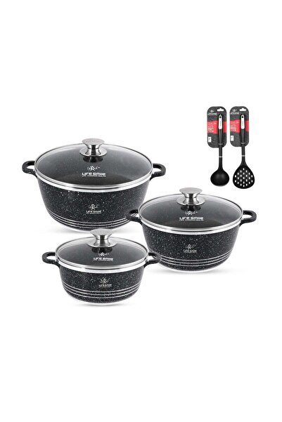Lifesmile Life Smile 8-Pcs Granite Cookware Set – Non-stick Cookwares with St...