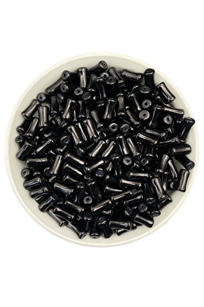 Hedef Bijuteri 50Gr Glass Rod Bone Cylinder Model Black Beads Jewelry, Hobby,...