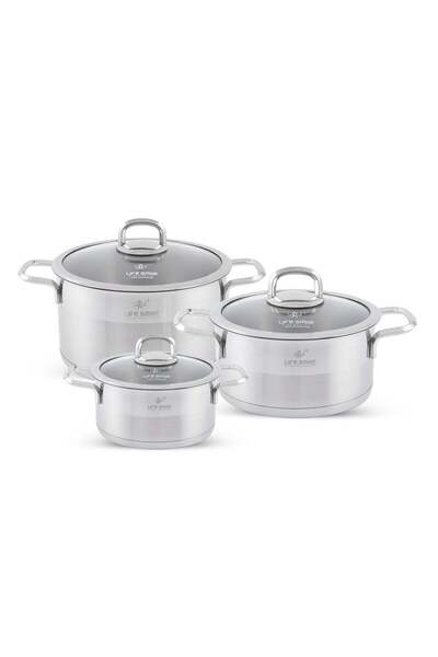 Lifesmile Life Smile Premium 18/10 Stainless Steel Cookware Set - Steel Pots ...