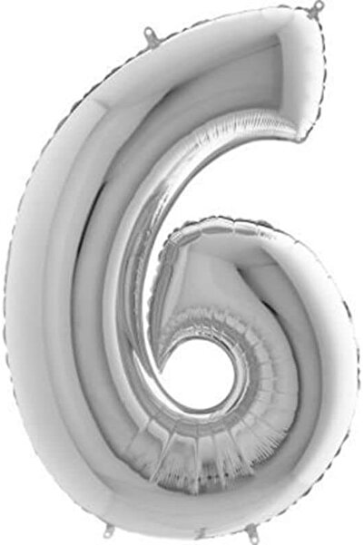 Yıldızan Msa Shop 6 Number 16 Inch Silver Color Foil Balloon 36 cm (Silver) 9...