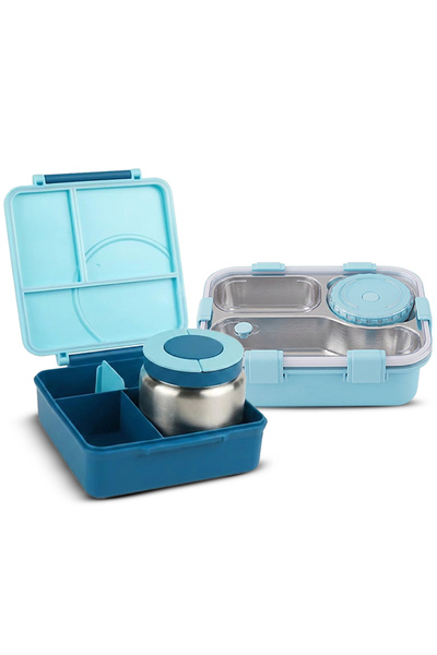 STAR BABiES Kids Duo Meal Box Set -Multi-Compartment Lunch Box with Built-In ...