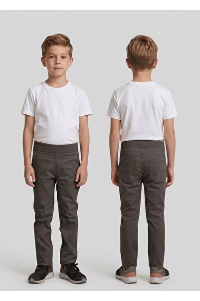 NACAR STORE Pantaloni de școală din pânză cu talie reiată pentru copii, unisex