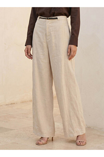 FAV BELTED DETAIL LINEN PANTS
