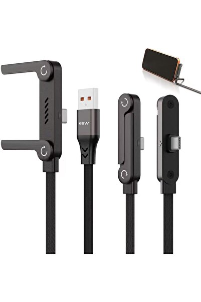 PWR Phone Charger, 2-in-1 Invisible Holder Charger Cable - 4.9FT 65W Braided ...