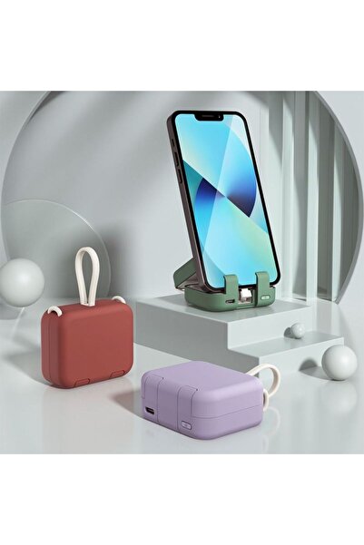 Generic Mini 4000mAh Power Bank with Built-in Type-C and Lightning Cables, Fo...