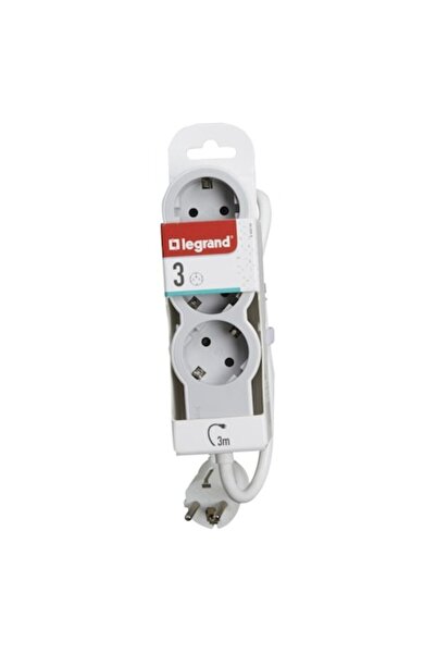 Legrand Prelungitor, 3 prize, cablu 3x1.5mm, lungime cablu 3 m, Alb/Gri