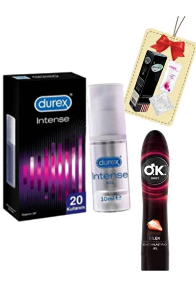 Durex İntense Uyarıcı Jel-100 ml Çilek Aromalı Jel Set+Black Bery Bitkisel Je...