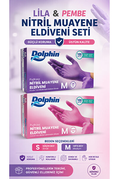 Medicalx NitrilSET (Lila- Pembe) Nitril Muayene Eldiveni 100’lük Kutu