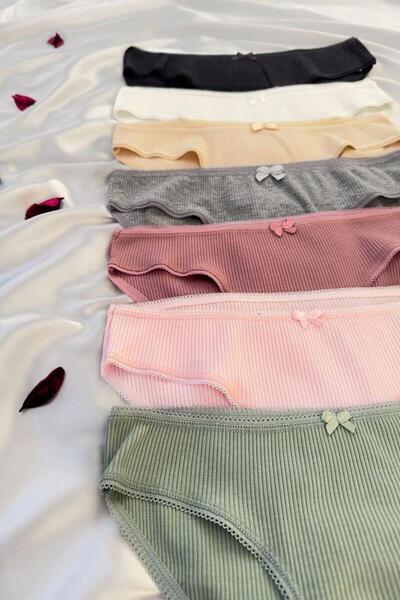ANDİORA Women's 7-Piece Ribbed Slip Panties Set Basic Multi-Colored Daily Use