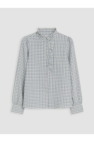 LC Waikiki Esvab • Modern & Distinctive Stand Collar Checkered Embroidered Wo...