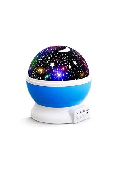 Woohoobox Küre Renkli Yıldızlı Gökyüzü Projeksiyon Gece Lambası Mavi