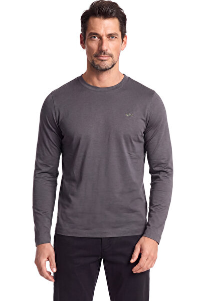 PAUL&SHARK Men's Crew Neck Long Sleeve Cotton Slim Fit Gray T-Shirt