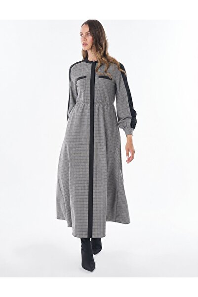 KYR Plaid Pattern Maxi Dress Black