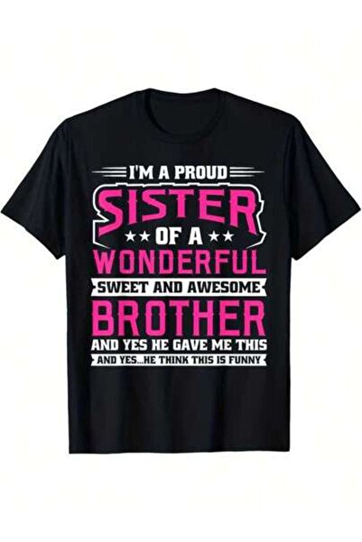 4CR تي شيرت I'M A Proud Sister بوزن 180 جرام بتصميم ستريت وير لمحبي الموضة