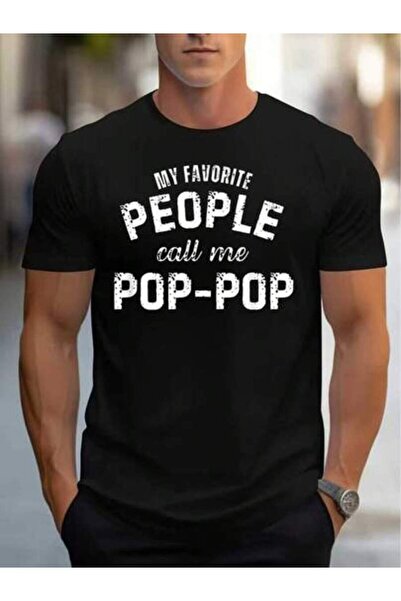 45 BPM تي شيرت كاجوال للرجال بطباعة "My Favorite People Call Me Pop" مناسب لل...