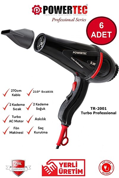 POWERTEC Tr-2001 Professional Hair Dryer & Blow Dryer 6 Pcs