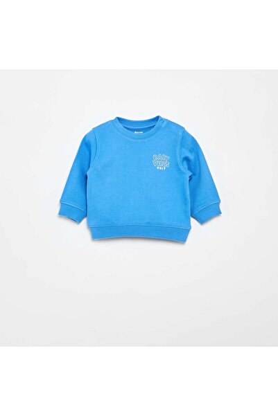 KIABI Lightweight Fleece Sweatshirt with Print BLUE