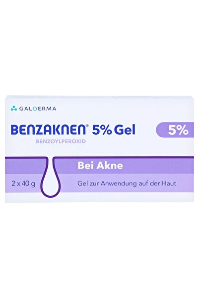GALDERMA Set Gel Facial Anti-Acnee Benzaknen, 5% Peroxid de Benzoil, 2 x 40 g