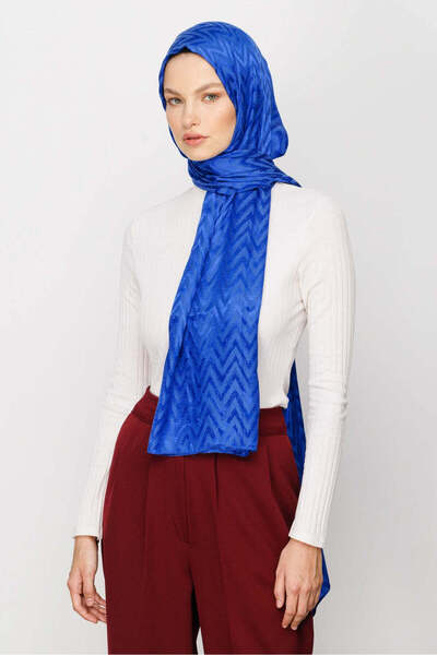 wesscollection Zigzag Patterned Sparkling Jacquard Woven Women's Shawl 75X185 cm