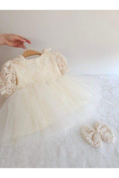 Elwirababyboutiqe فستان عتيق الطراز مزين باللؤلؤ