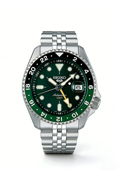 Seiko 5 SSK035K1 5 Green Dial Automatic GMT Dive Watch Steel Bracelet SSK035K1