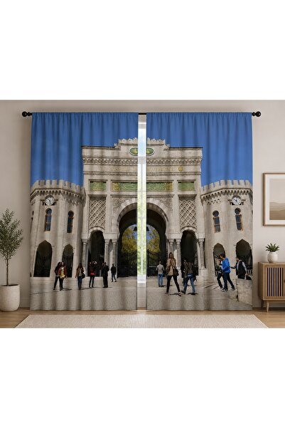GREENDECOR ÜNİVERSİTE KAPISI DİJİTAL BASKILI FON PERDE 2 ADET