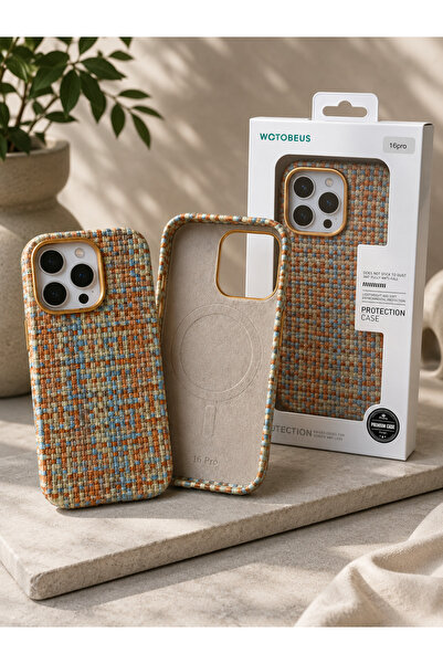 WOTOBEUS İphone 16 Pro Uyumlu Premium Karbon Örgü Dokulu MagSafe Uyumlu iPhon...